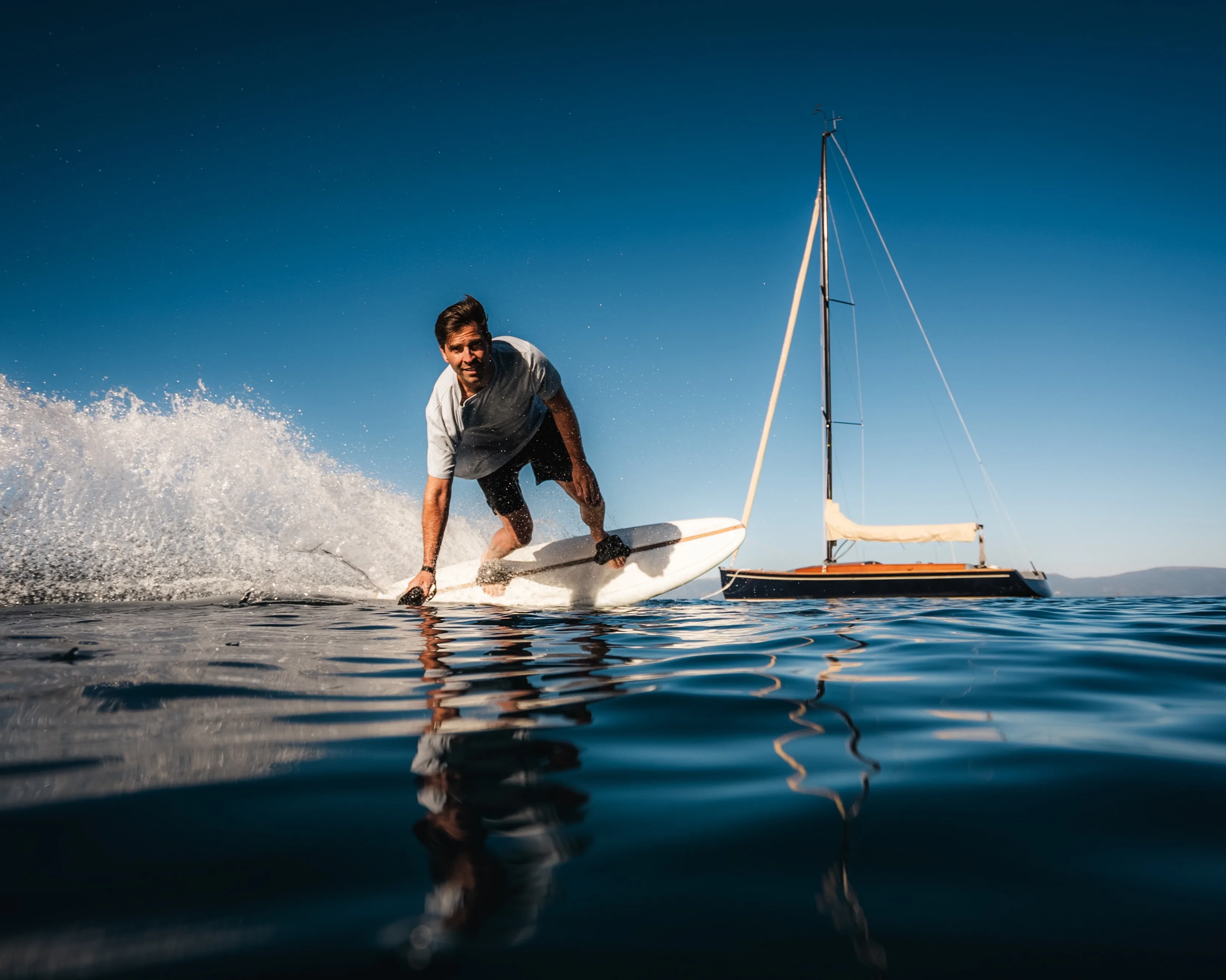 LIND electric surfboard in use on flat water