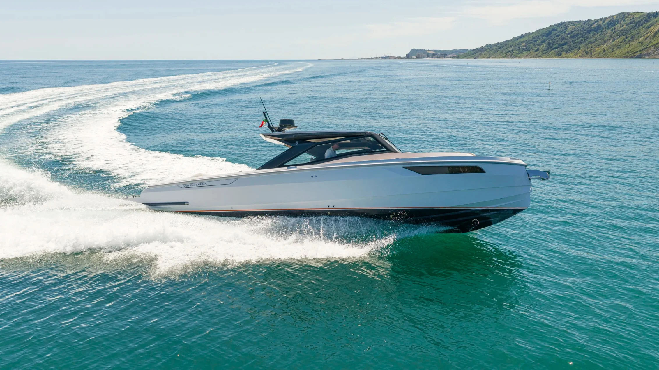 Santasevera Yachts 42 open Italian day cruiser underway.