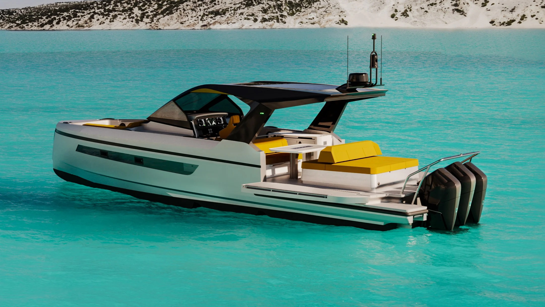 Virtue Yachts V14 flagship — render ahead of Cannes 2026 world premiere.